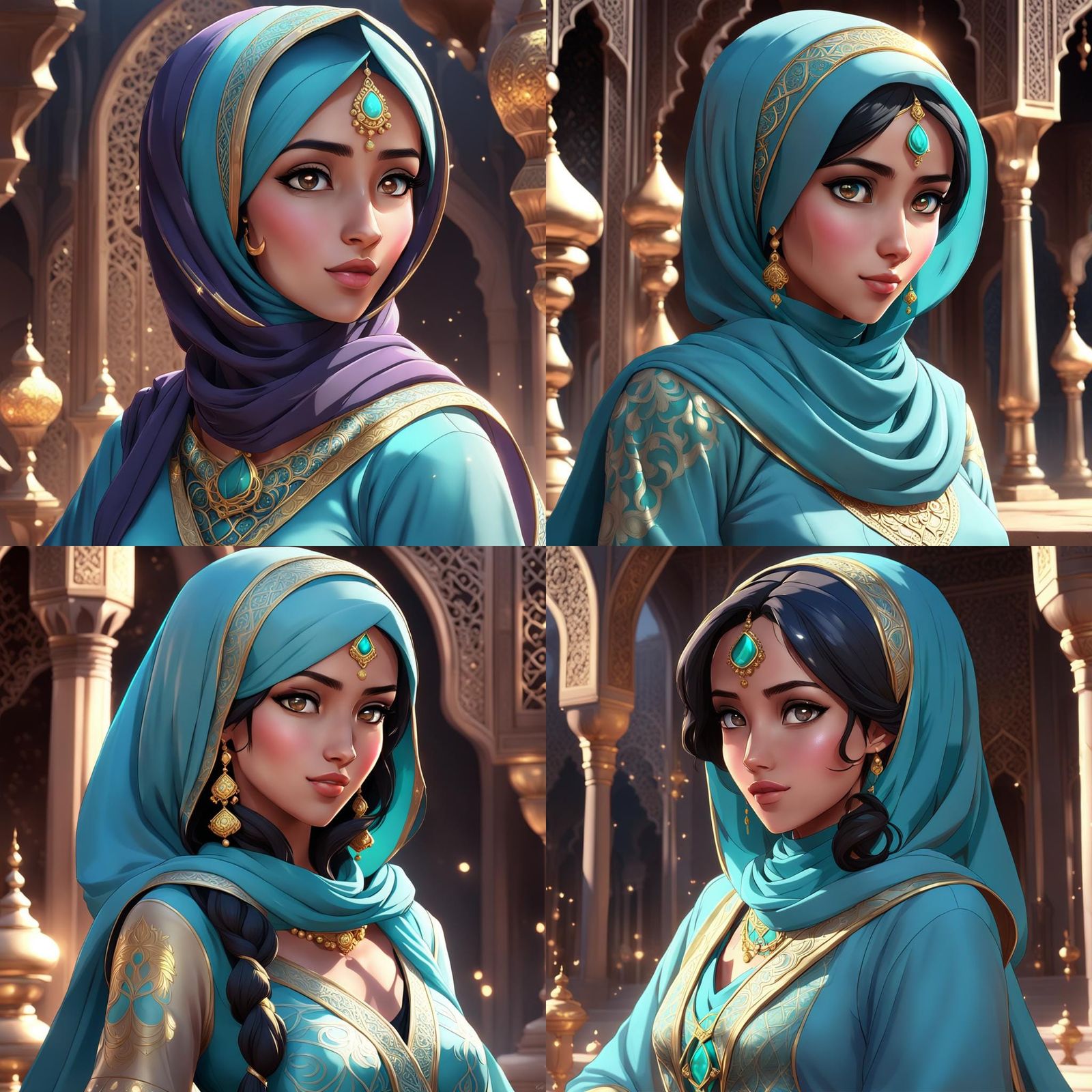 Princess Jasmine in Hijab: 3D Anime Art