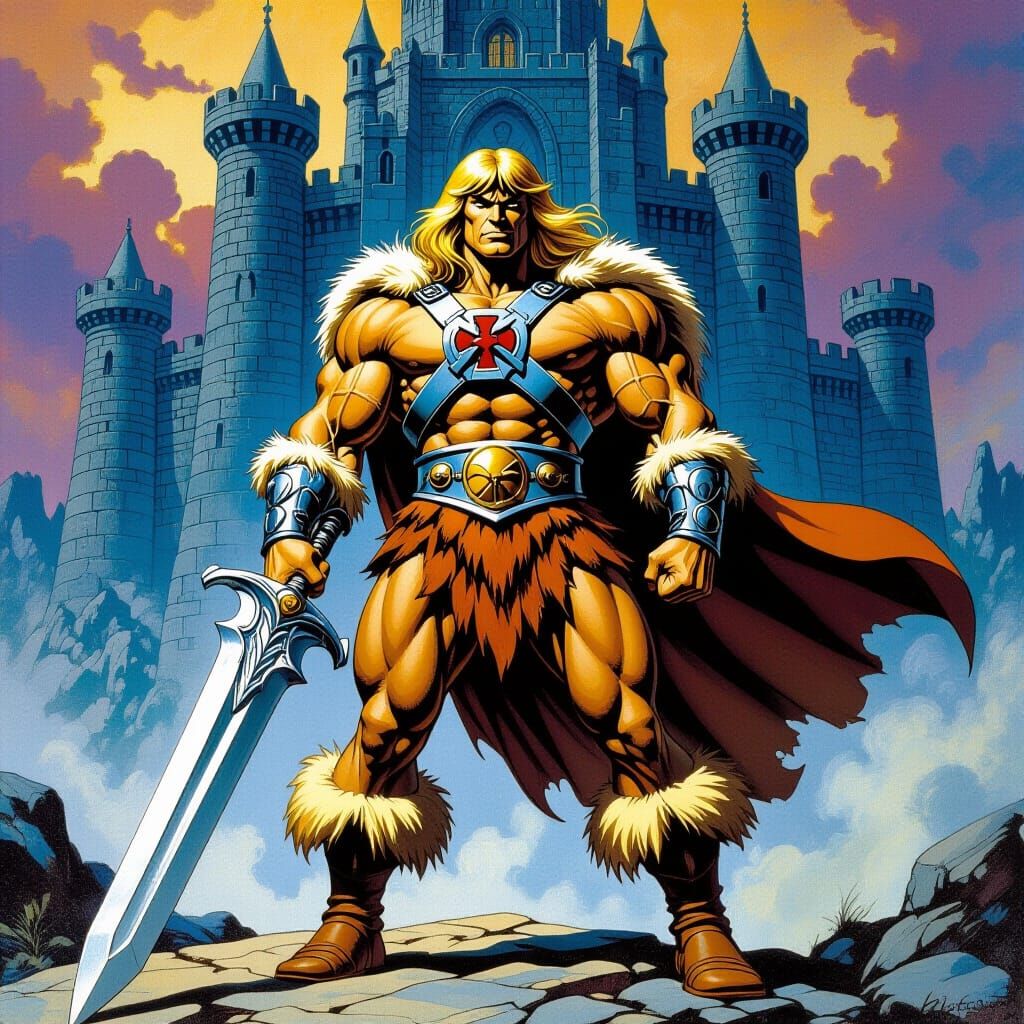 He-Man at Castle Grayskull in Fantasy Art Style