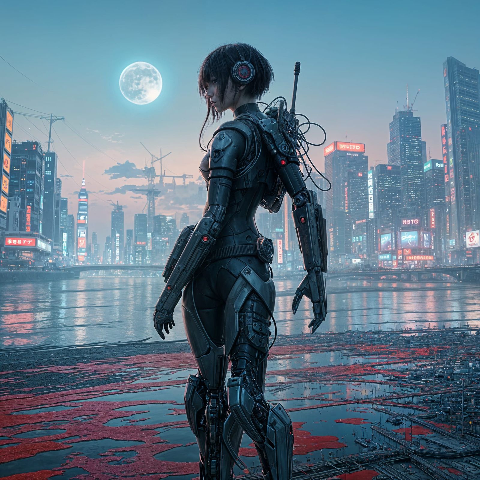 Cyberpunk Cyborg in Ghost in the Shell Anime Style