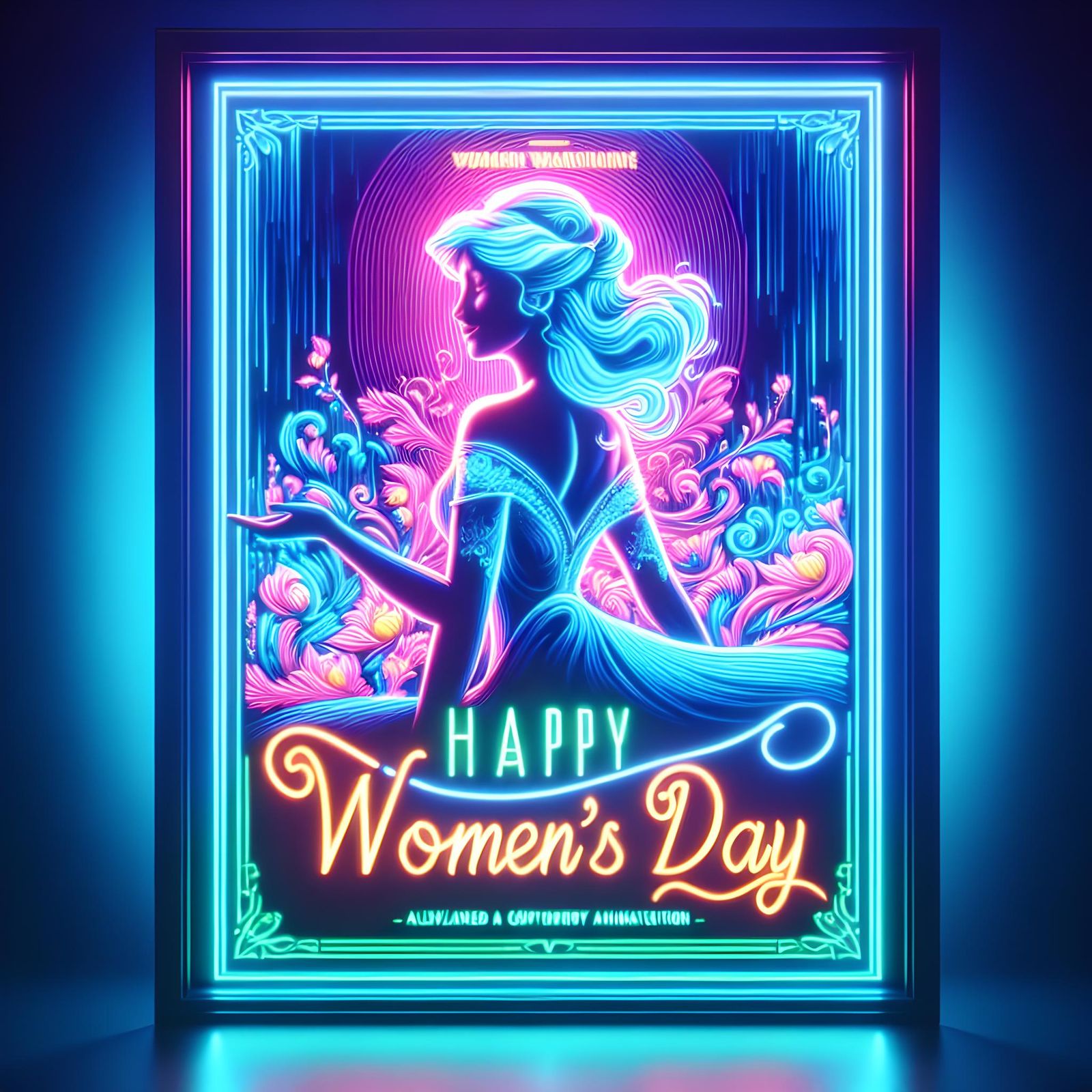 Happy Women's Day Poster in Neon Pastel Colors