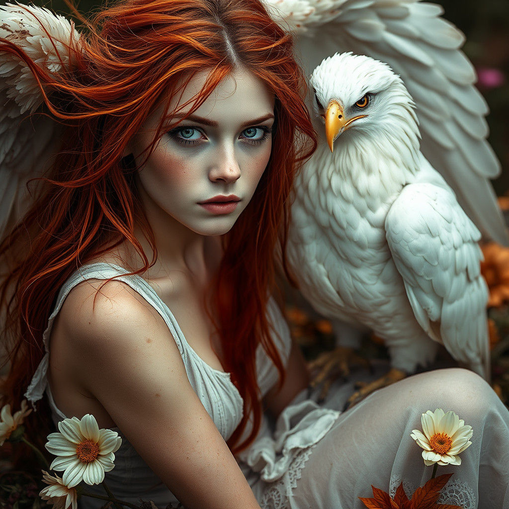 Ethereal Fallen Angel in Romantic Renaissance Style