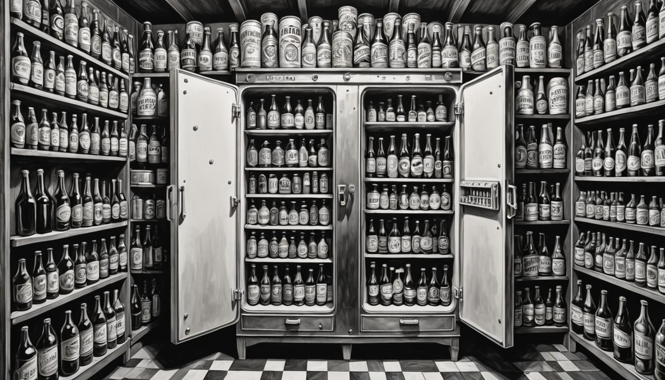 Escher-Inspired Refrigerator Overflowing with Beer