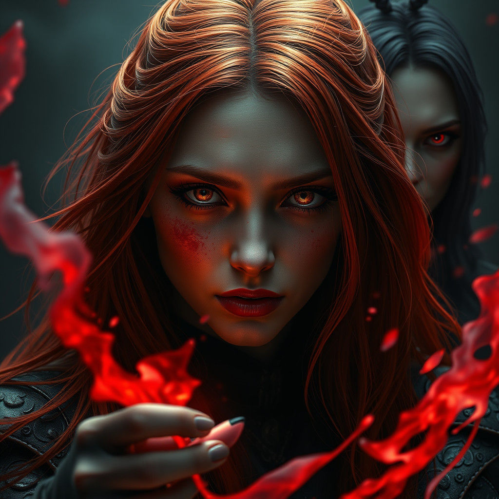 Fiery Blood Magic in Dark Fantasy Style