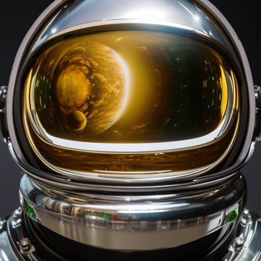 Alien World Reflected in Astronaut Helmet