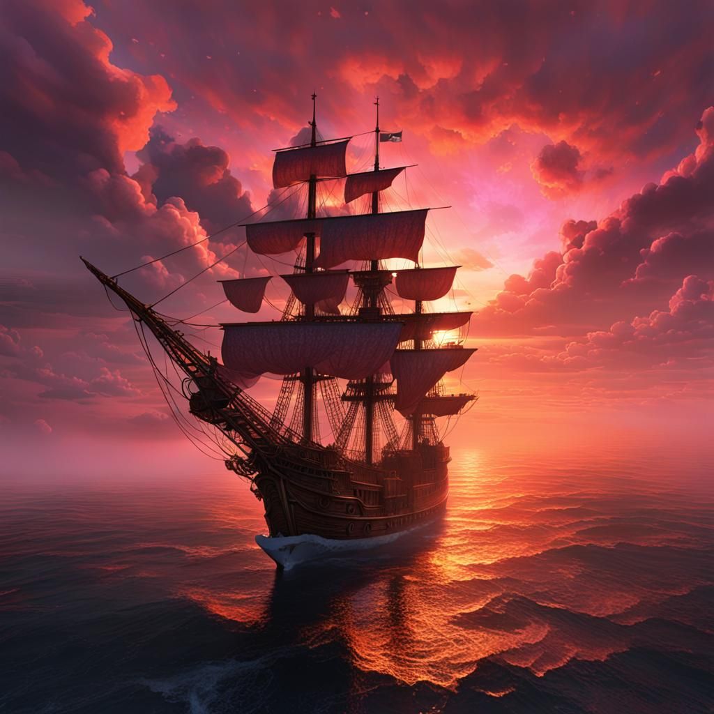 Pirate Ship Deck at Angelic Sunrise