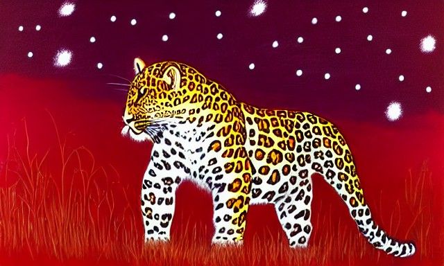 Red Leopard Gazing at the Night Sky