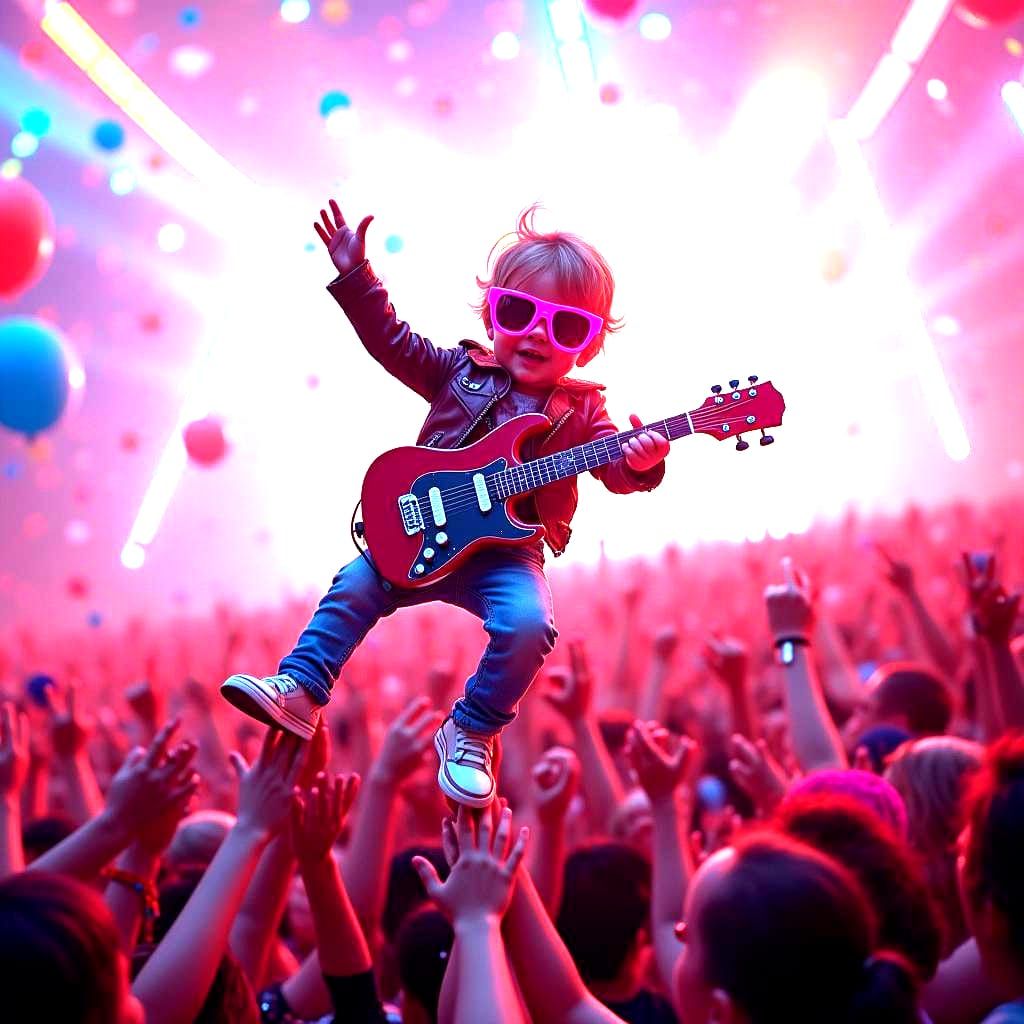 Child Crowd Surfing: Detailed Fantasy Concept Art