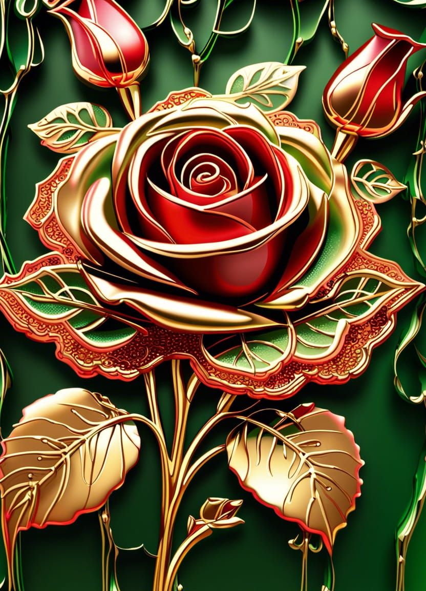 Melting Metal Rose with Glitter and Lace