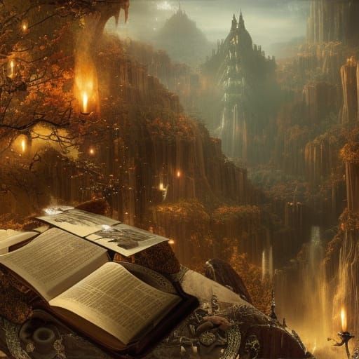 Epic Fantasy Open Book Digital Painting