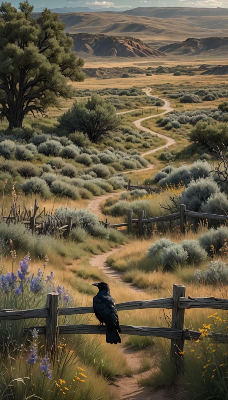 Overgrown Road Through Montana Wildflower Meadow