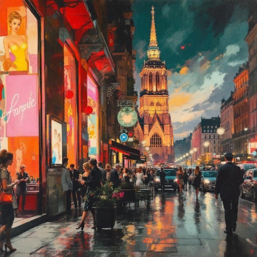 Paris Notre Dame: Impasto Brushstrokes and Neon Colors