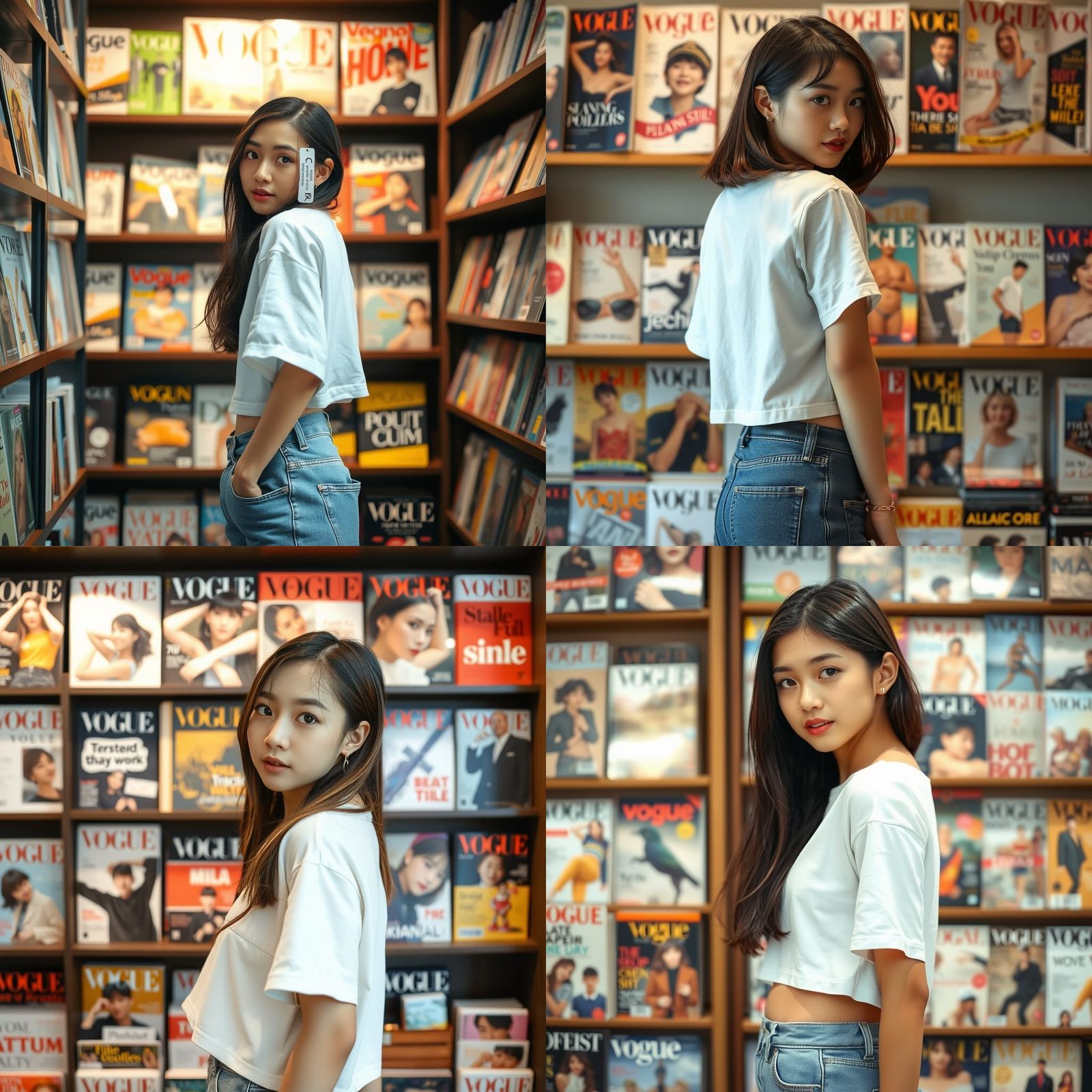 Japanese Girl in Vogue-Worthy Magazine Store Photo