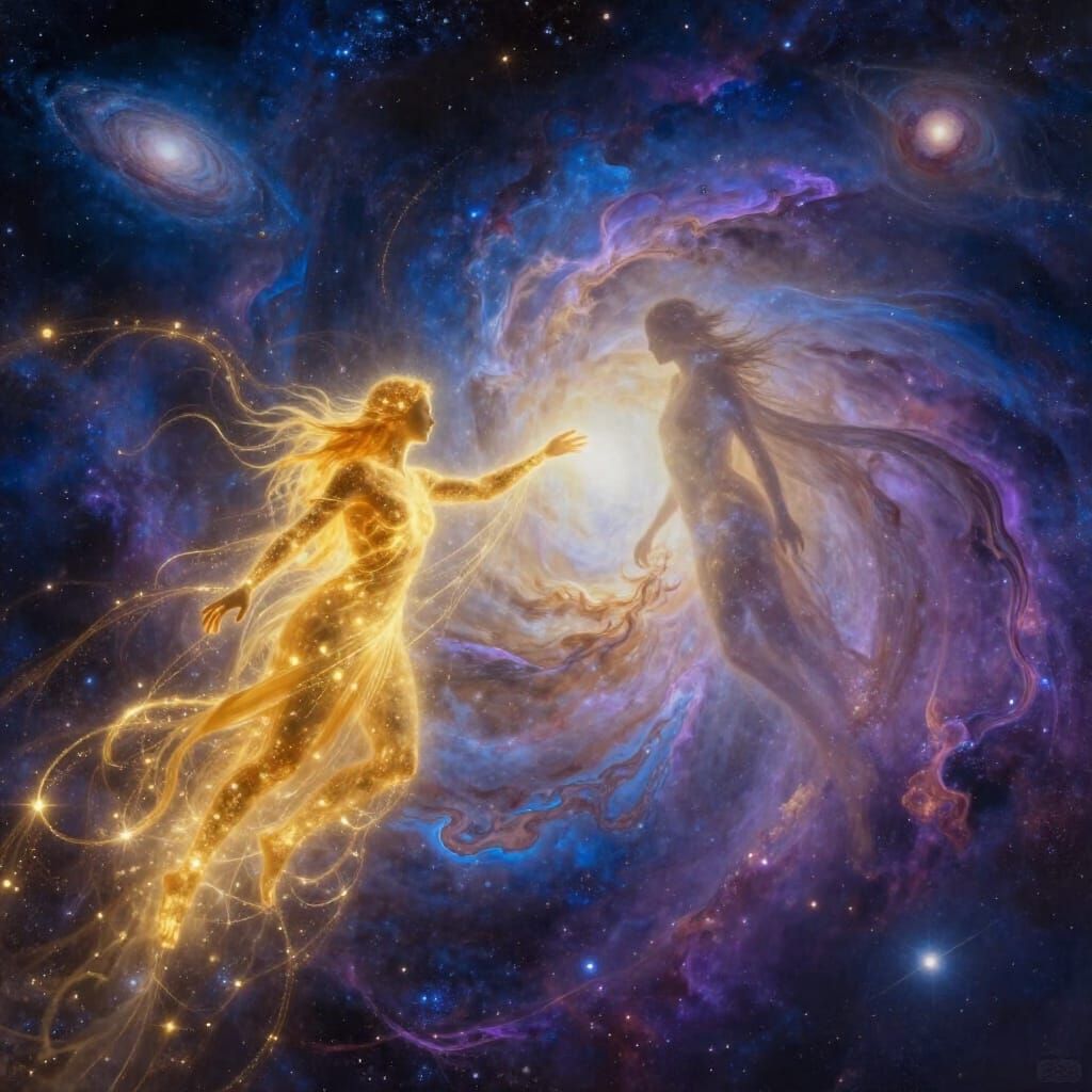 Celestial Beings Connect Across Cosmic Expanse