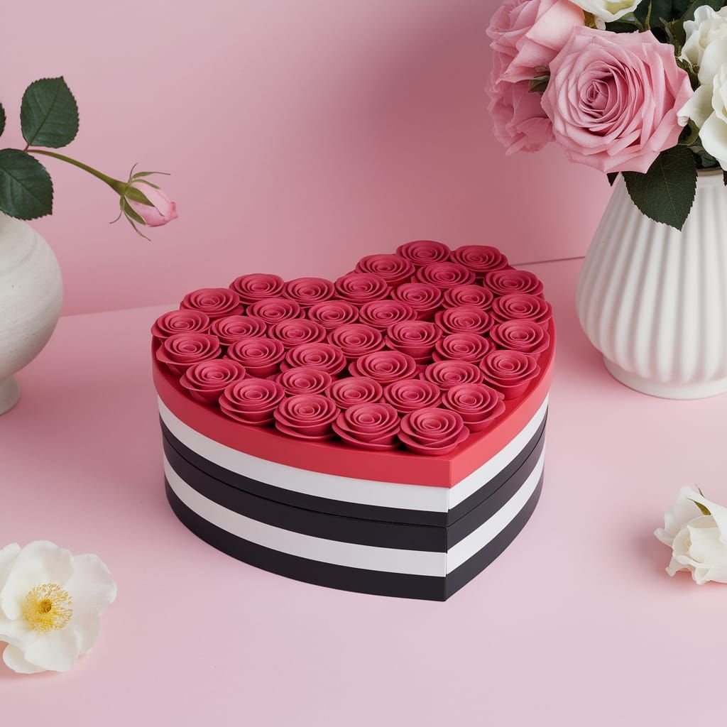 3D Heart Box in Vibrant Colors and Patterns