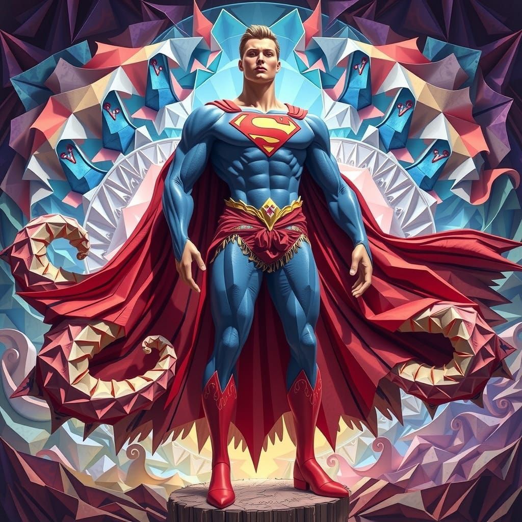 Colorful Origami Paper Sculptures in 3D Collage