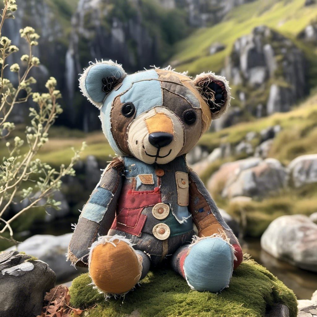 Adorable Handmade Teddy Bear with Patches