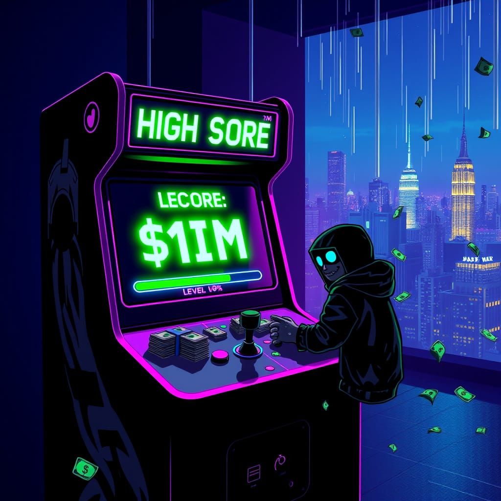 Retro Arcade Machine in Trap Studio, Digital Art