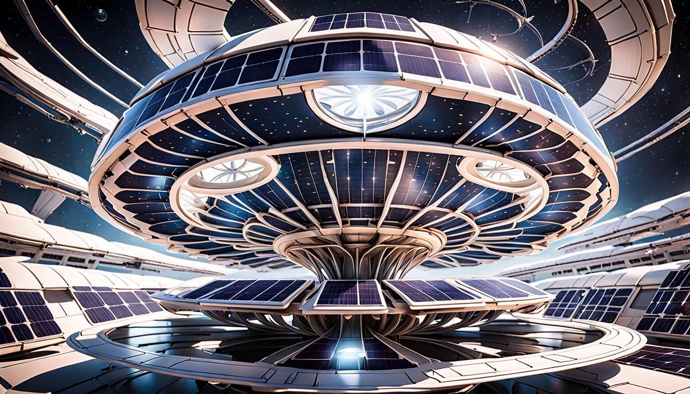 Lotus Space Station with Warp Drive