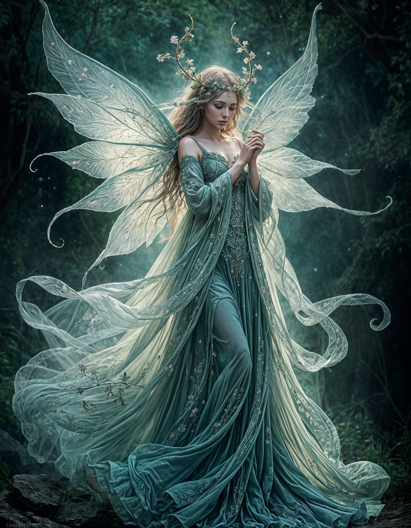 Celtic Fairy with Iridescent Wings