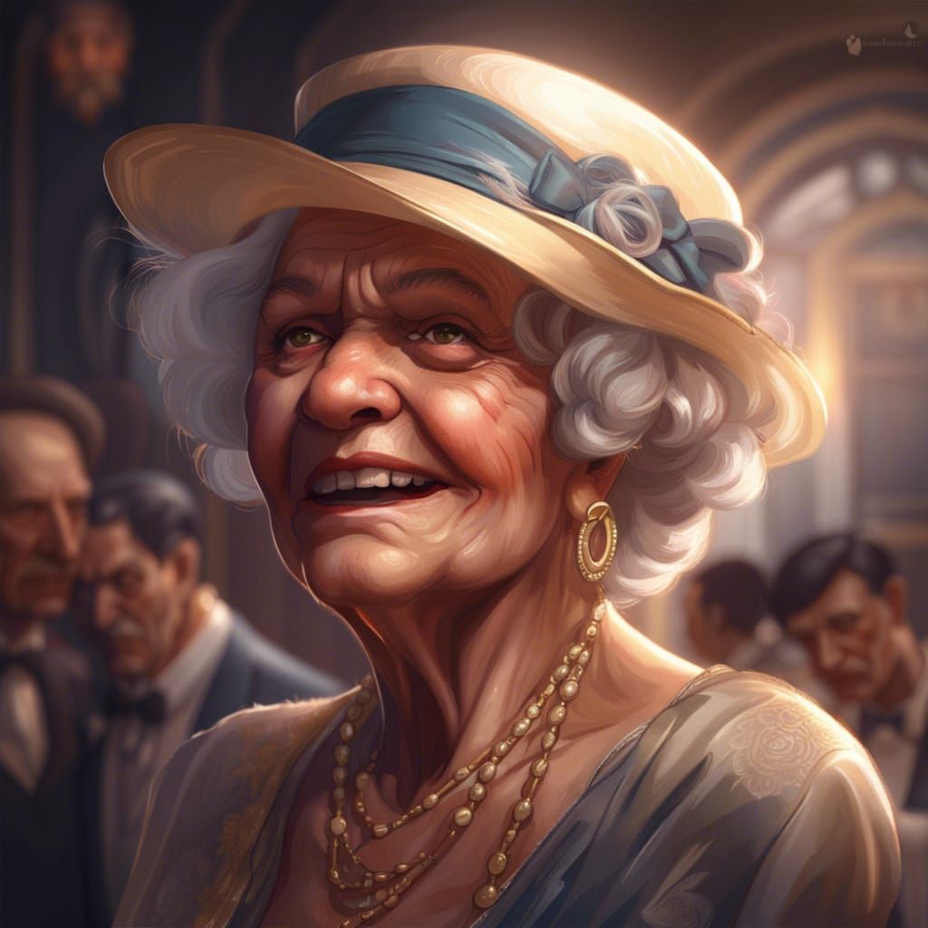 Elderly Woman Dancing Charleston, Hyperdetailed Art Portrait