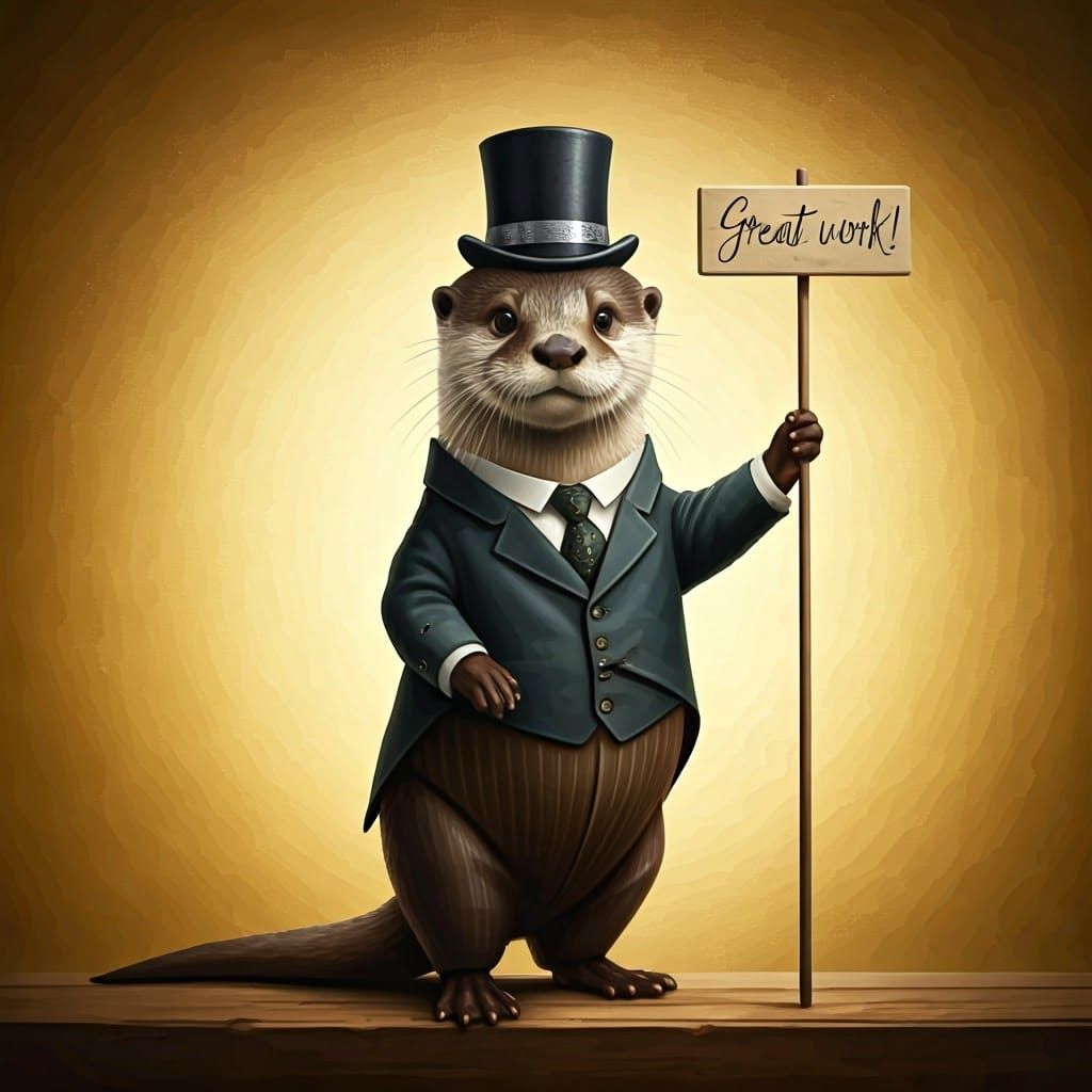 Elegant Otter Celebrates with Style