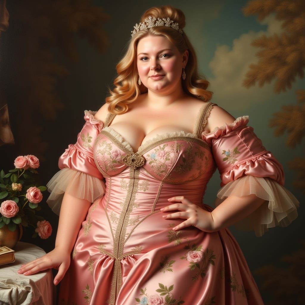 Elegant Rococo Beauty in Blush Pink Silk