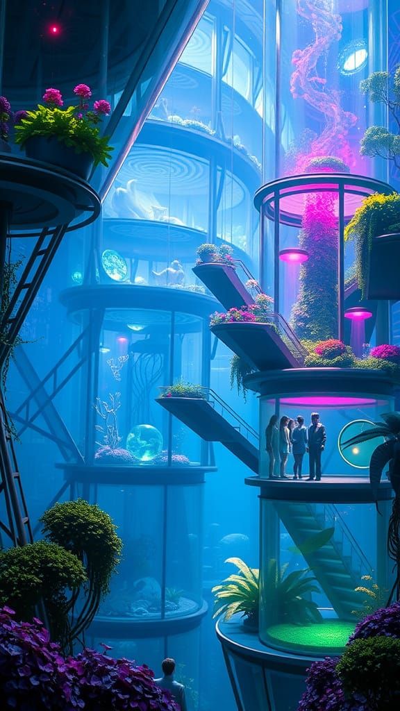 Futuristic Organic Tower in Serene Ocean