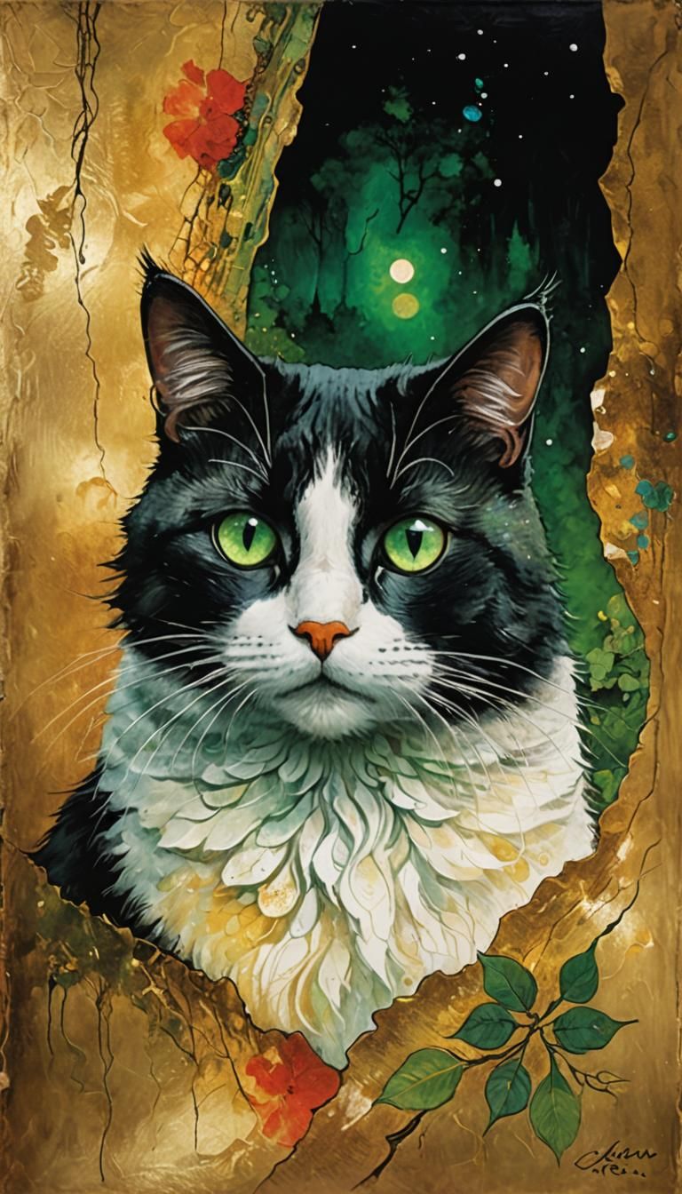 Alpha Predator and Cat in Dreamlike Landscape