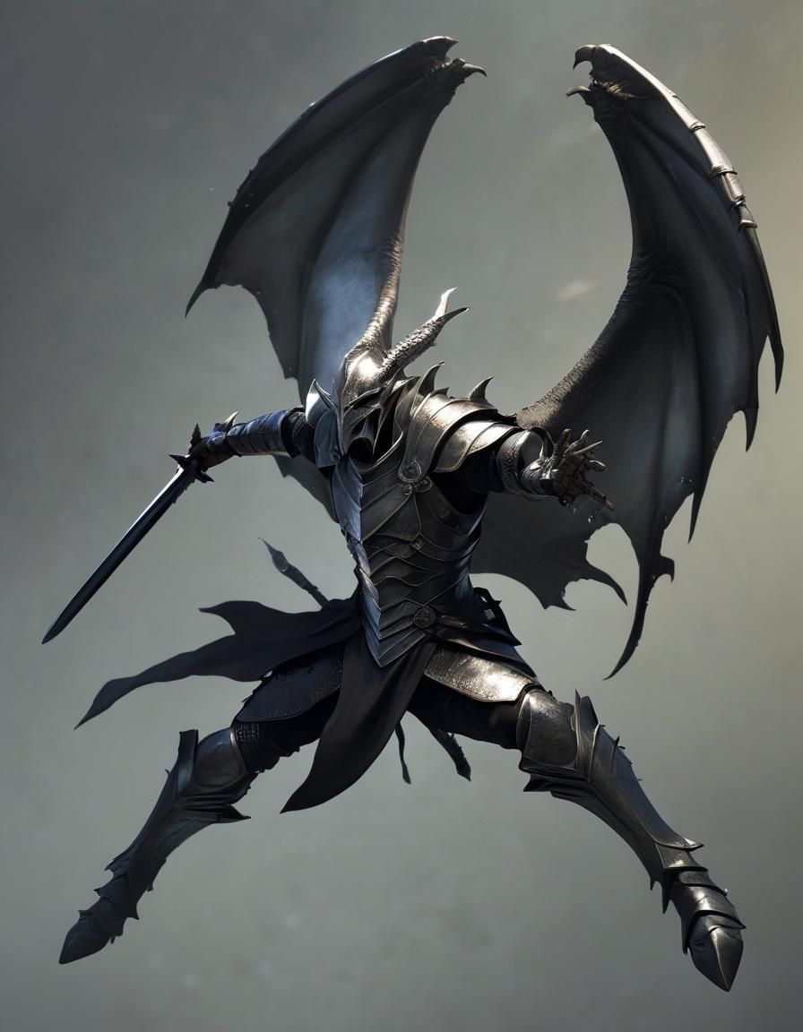 Platinum Dragonborn Swordmaster in Dynamic Fantasy Art