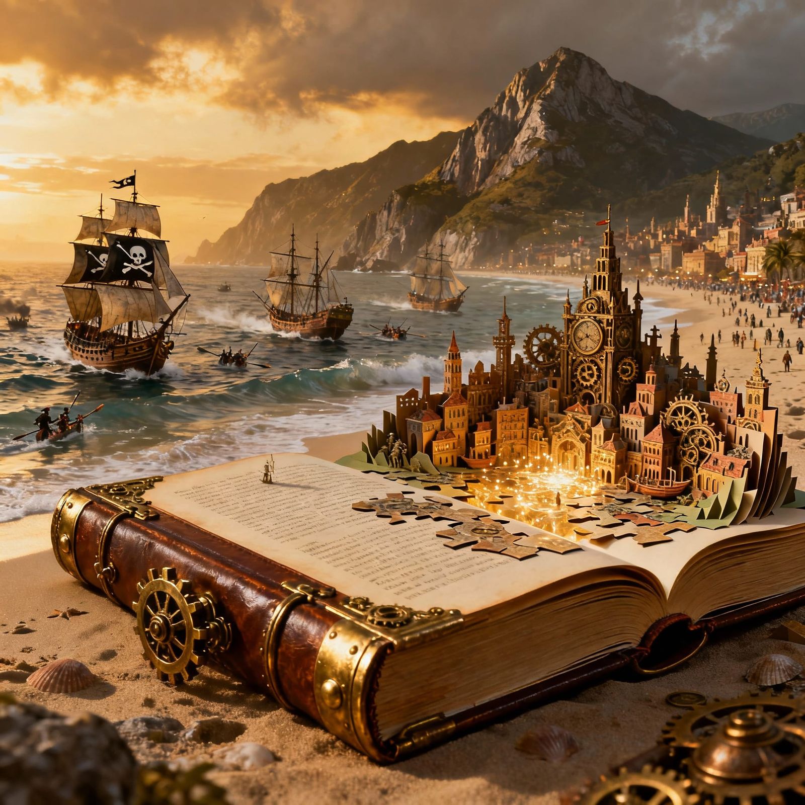 Steampunk Fantasy Book with 3D Pop-Up Scene