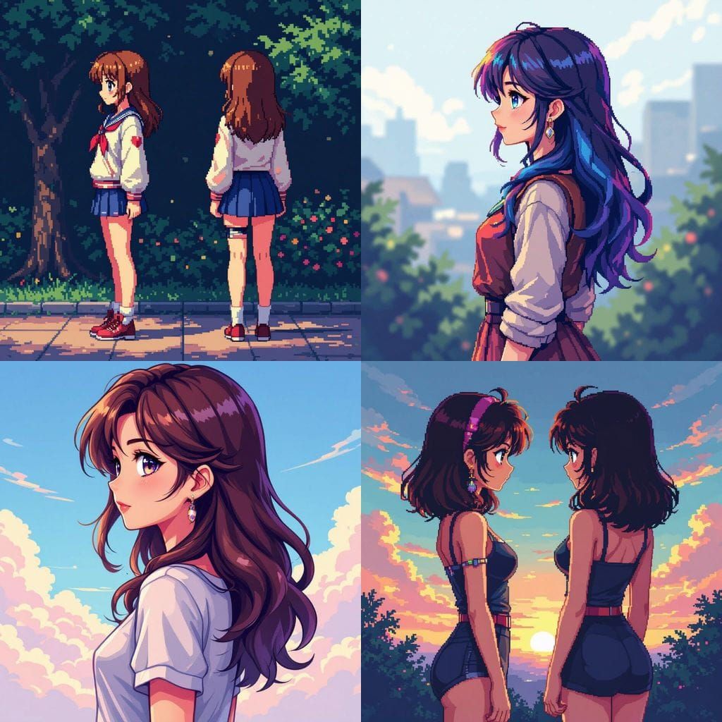 Anime Girl Full Body Pixel Art