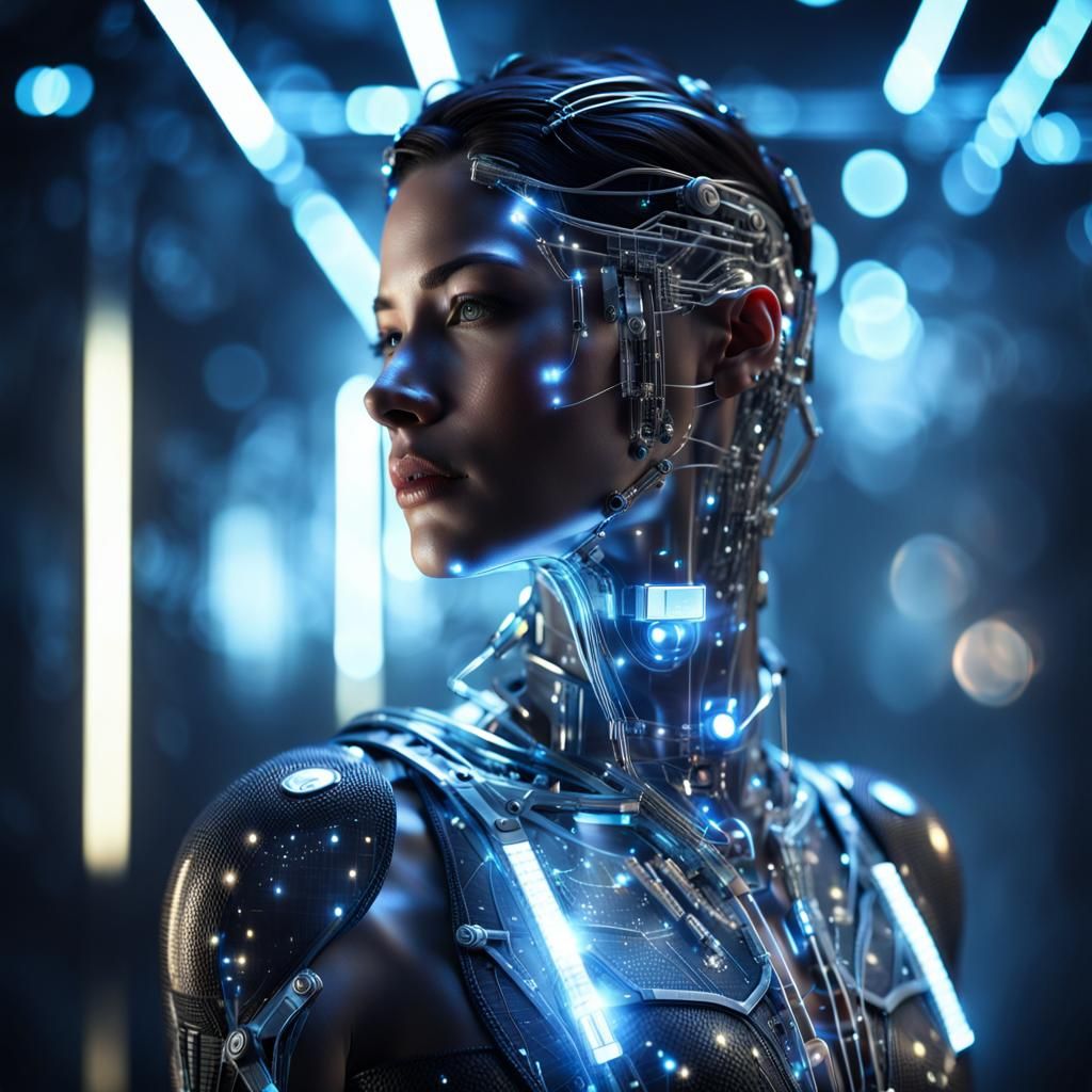 High-Tech Androgynous Cyborg with Circuitry