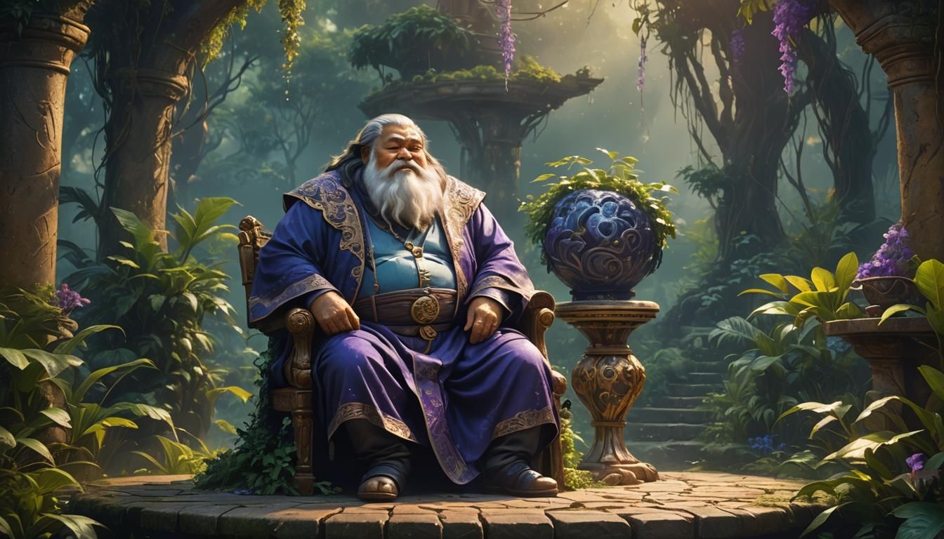 Ornate Portrait of an Elderly Taoist Sage