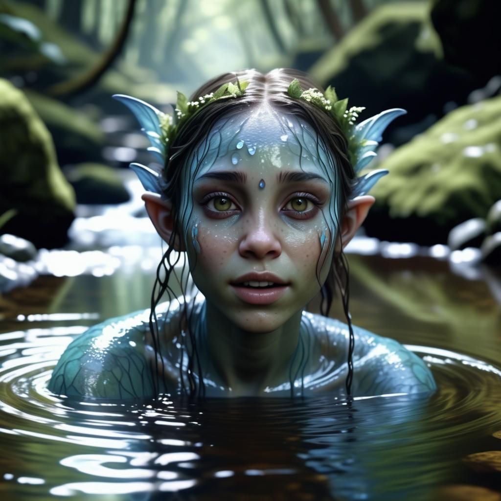 Water Nymph Portrait in Enchanted Forest