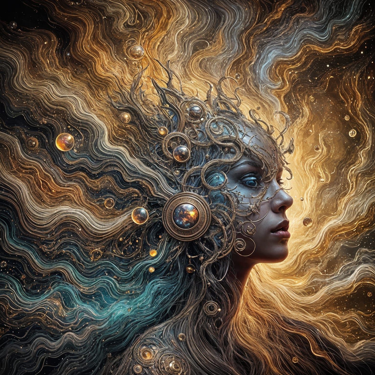 Surreal Woman Portrait in Caravaggesque Tenebrism Style