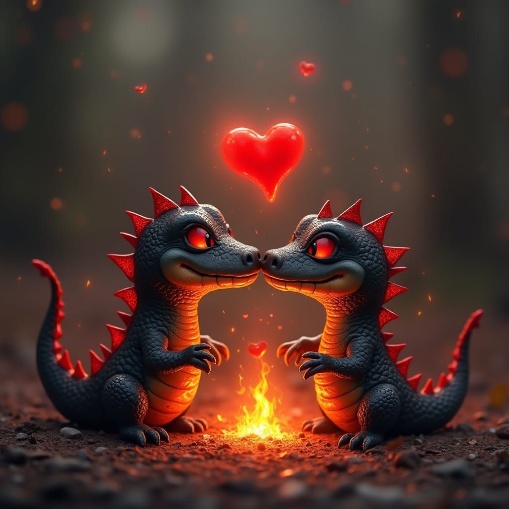 Romantic Lava Creatures with Volcano Heart Eruption
