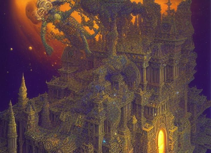 Surreal Fractal Landscape in Maximalist Style