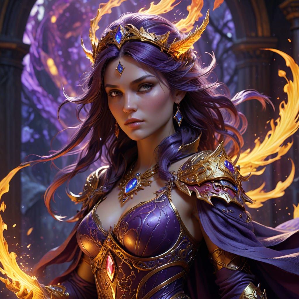 Sorceress of Fire and Ice in Dark Fantasy Art
