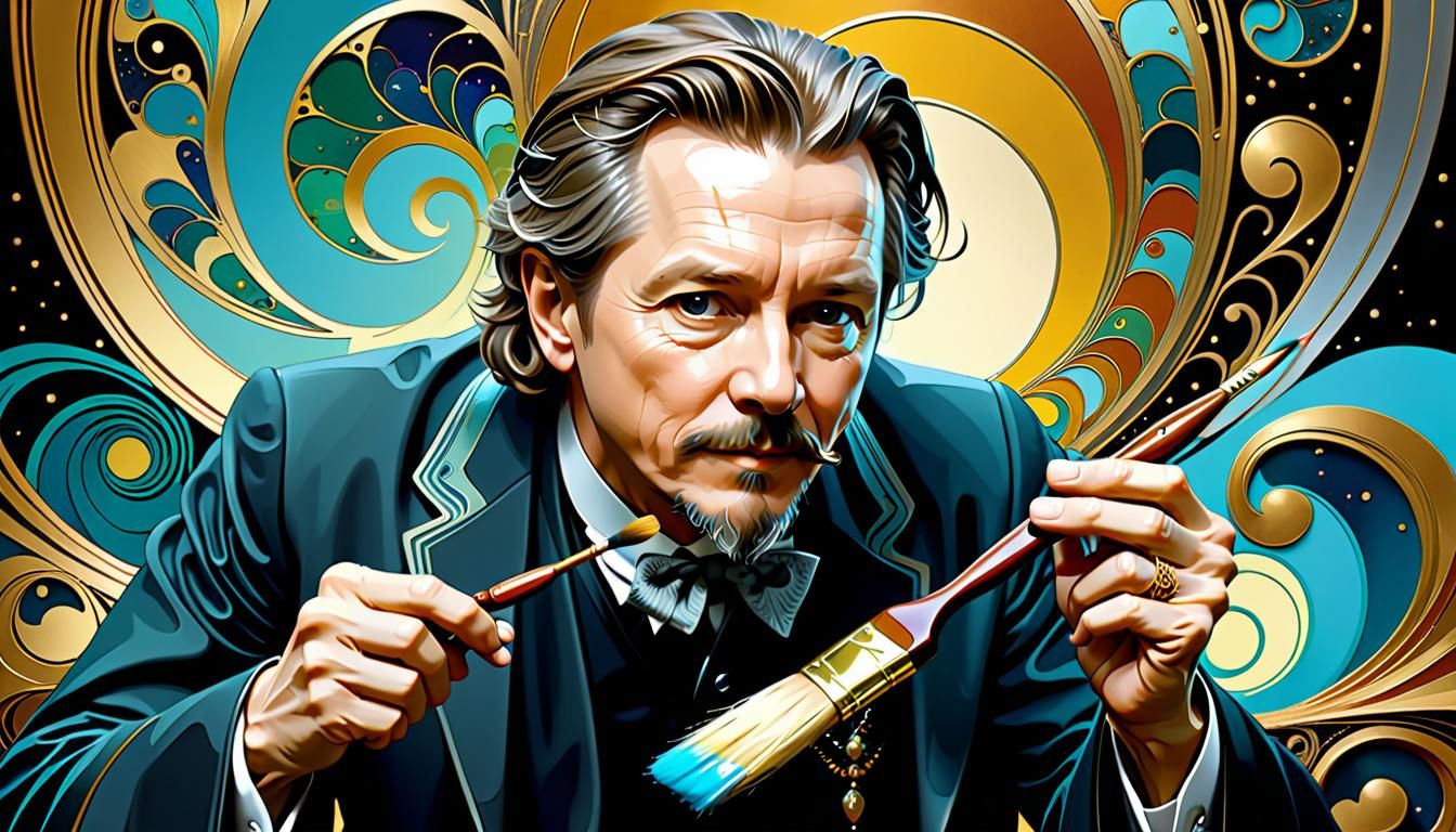 Art Nouveau Artist with Paint Brush