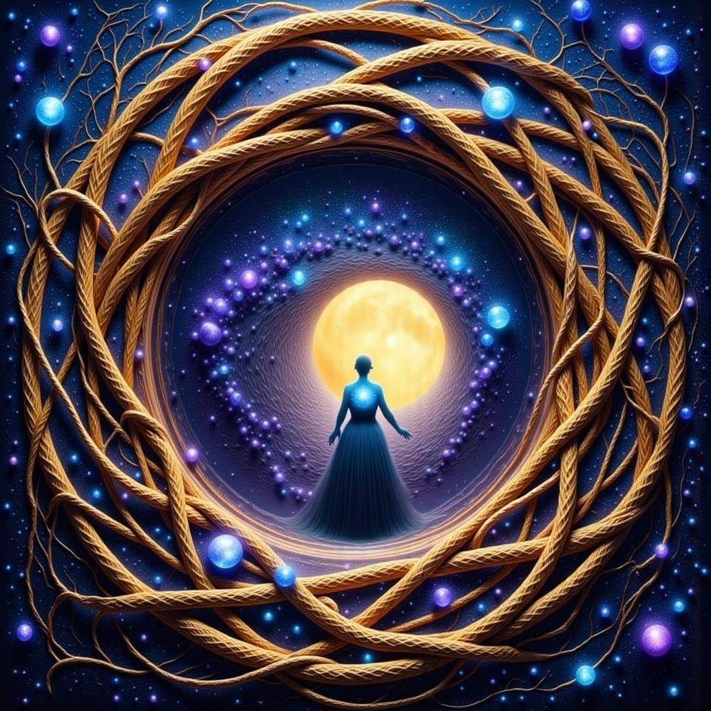 Portal to Cosmic Realms in Woven Metallic Glory