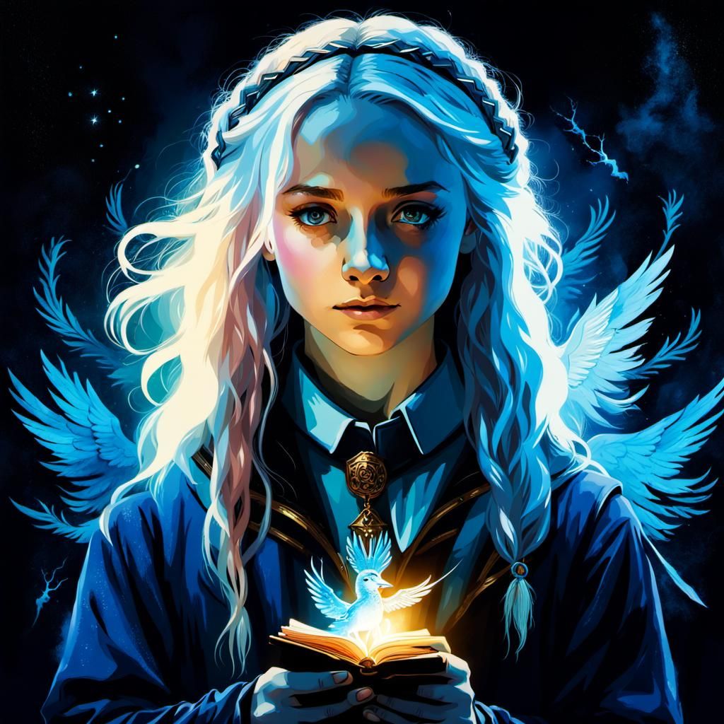 Luna Lovegood Casting Patronus Charm in Dark Studio