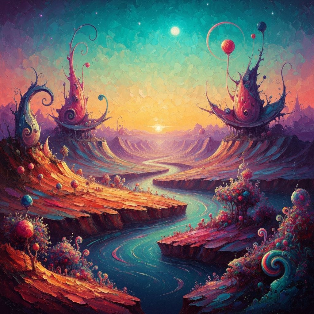 Psychedelic Mexican Desert Landscape in Matte Painting Style