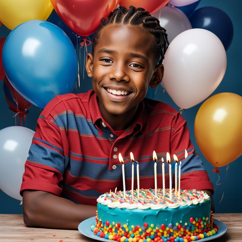 Boy's Birthday Portrait with Bokeh Lighting