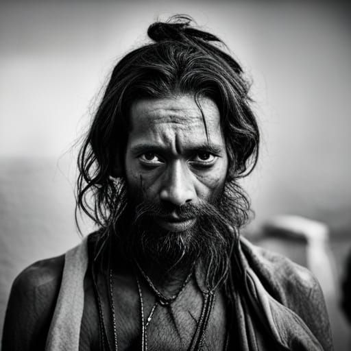 Aghori Sadhu Portrait in Ambient Light
