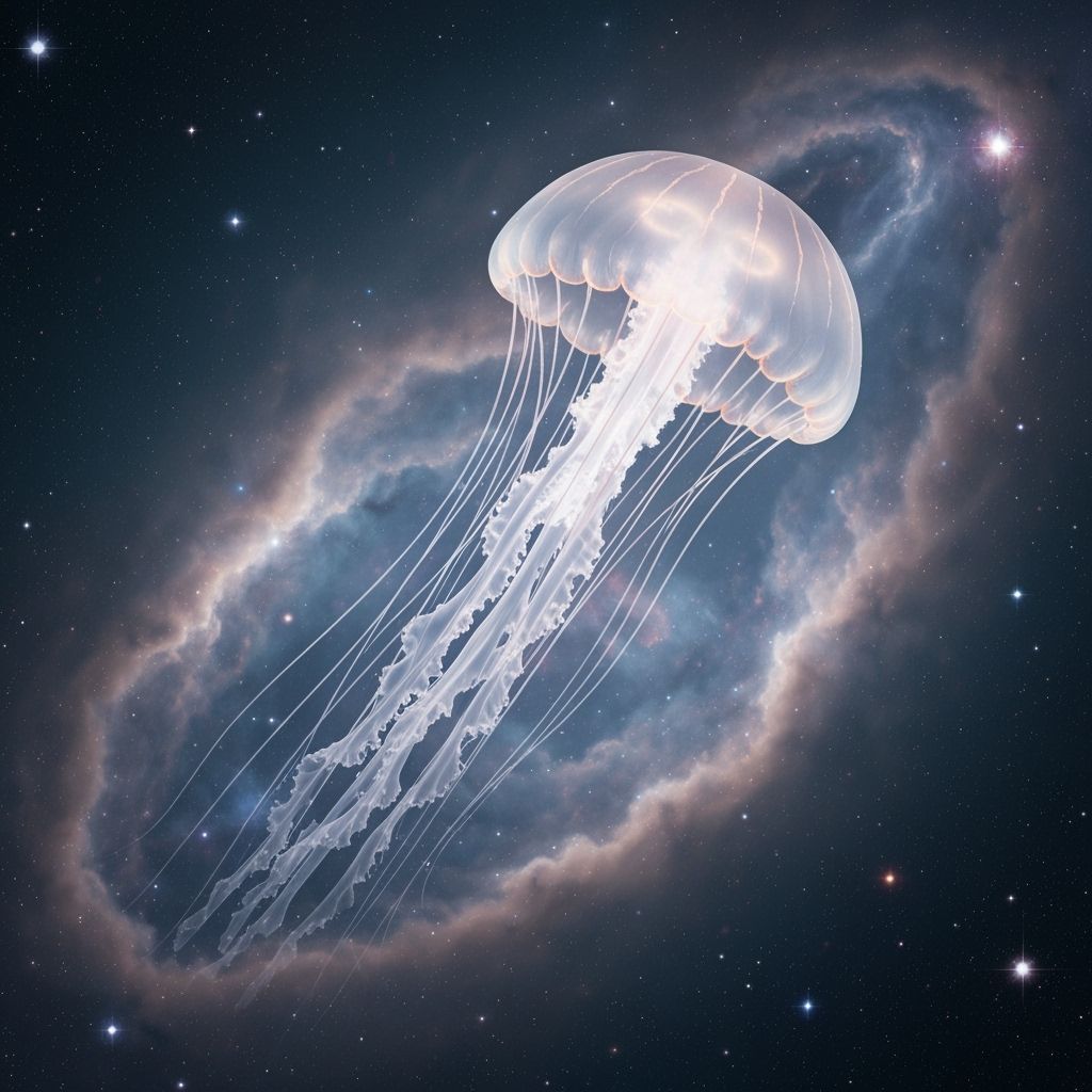 Cosmic Jellyfish Goddess in Dreamlike Fantasy Style
