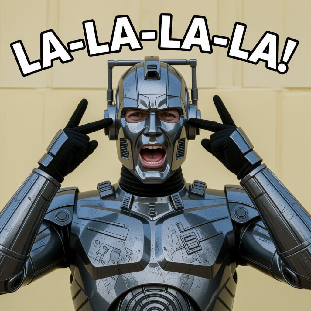 Humorous Cyberman Blocks Sound in Protest