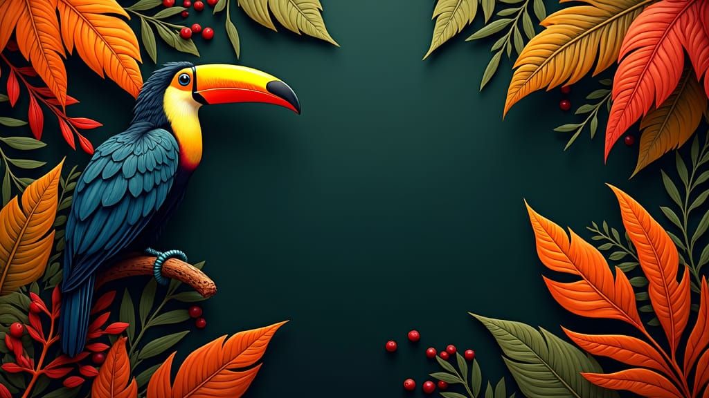 Exotic Toucan Coffee Packaging in Digital Art Style