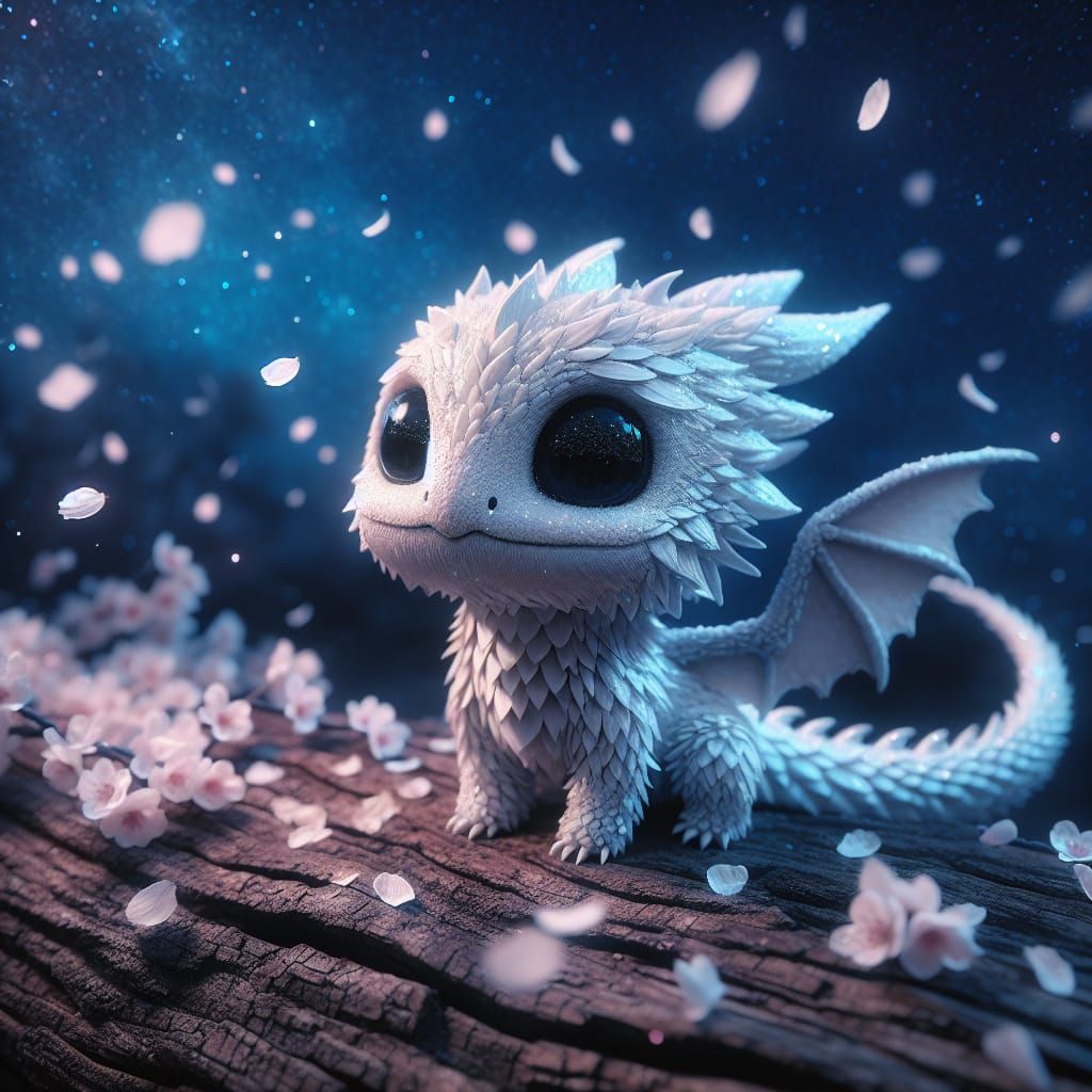 Enchanting White Dragon Under Sakura Sky