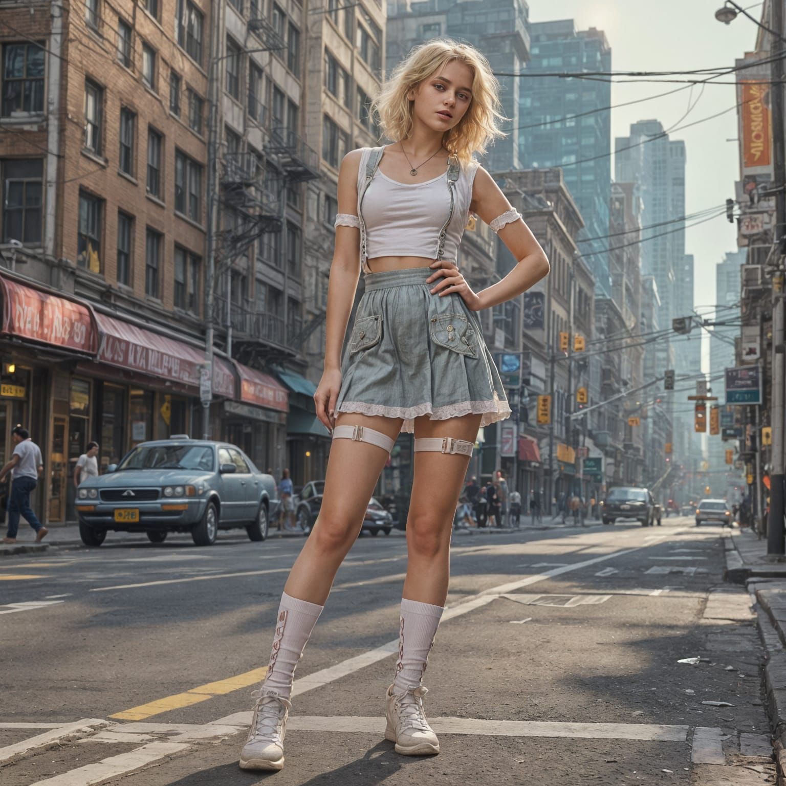 Ethereal High School Girl in Retro-Futuristic Dreamscapes