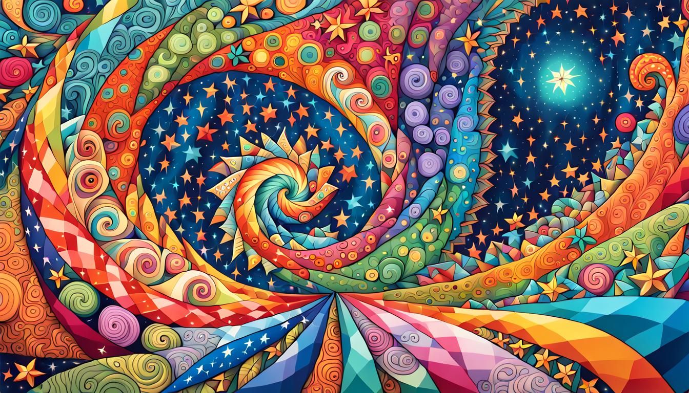 Cosmic Jelly Stars Swirling from Zentangle Maelstrom